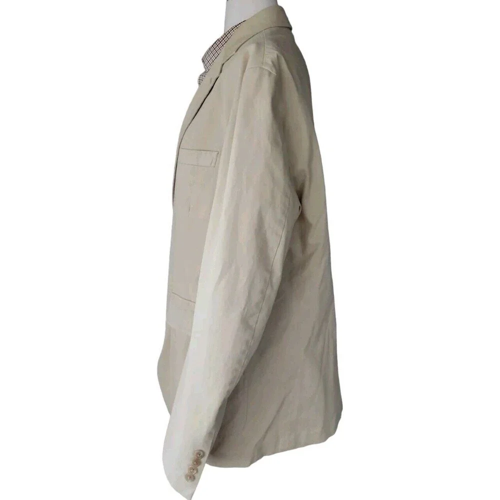 Polo Ralph Lauren Preppy Career Blazer Men's Size 44L Beige Chino Cotton Stretch